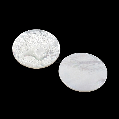 Natural White Shell Carved Cabochons SSHEL-I026-03B-06-1