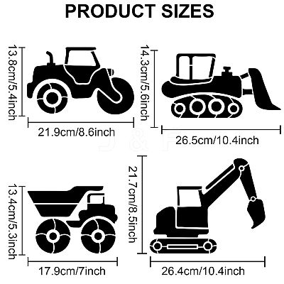1 Set Engineering Vehicle PET Hollow Out Drawing Painting Stencils DIY-MA0001-31-1