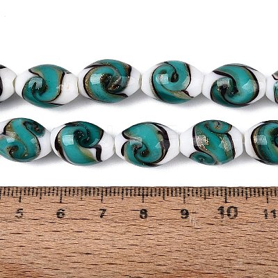 Handmade Gold Sand Lampwork Beads Strands LAMP-Q041-09C-1