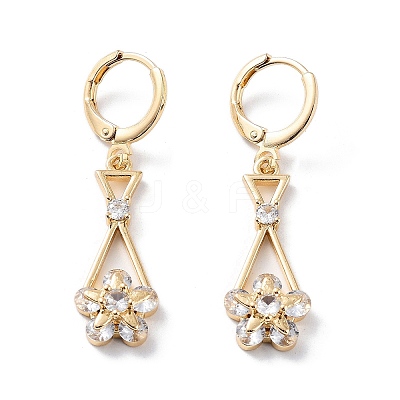 Rack Plating Golden Brass Dangle Leverback Earrings EJEW-A030-01E-G-1