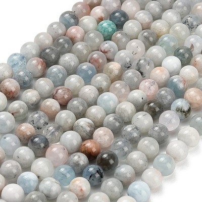 Natural Aquamarine Beads Strands LS-G-F591-29A-8mm-03-1