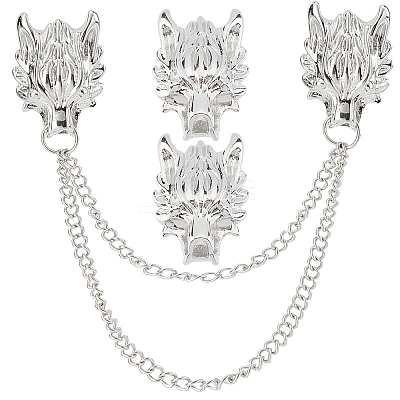 2Pcs 2 Style Men's Dragon Suit Collar Brooches JEWB-GF0001-22P-1