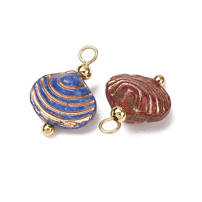 Baking Paint & Golden Metal Enlaced Glass Pendants GL-CBA010C-03G-1