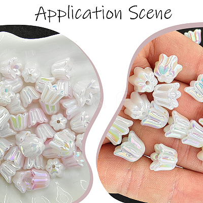 280Pcs 7 Colors Iridescent Plating Acrylic Beads MACR-SP0001-87-1