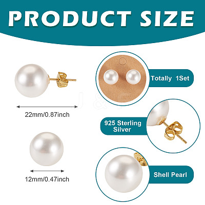 925 Sterling Silver Round Stud Earrings EJEW-TAC00030-02-1