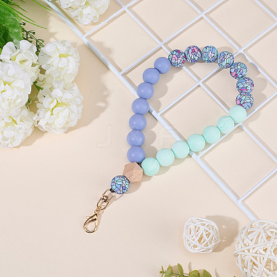 1Pc Silicone & Wood Pendant Decorations HJEW-BM0001-61B-1