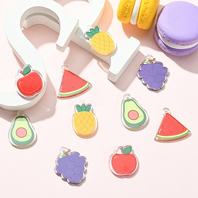 10Pcs 5 Style Translucent Acrylic Pendants TACR-YW0001-83-1