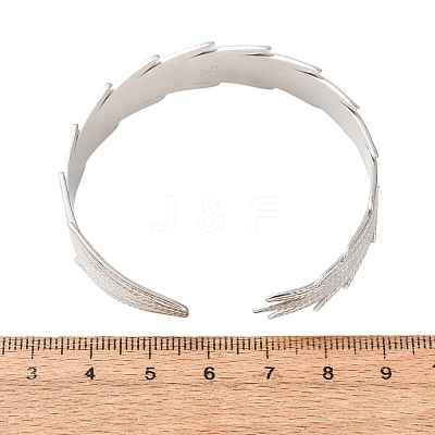 304 Stainless Steel Leaf Open Cuff Bangles for Women SA-CBABC9E-03P-1