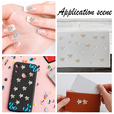 40Pcs 2 Colors Star Alloy Rhinestone Cabochons MRMJ-HY0001-27-1