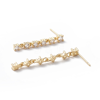 Clear Cubic Zirconia Tassel Dangle Stud Earrings EJEW-L261-006G-1