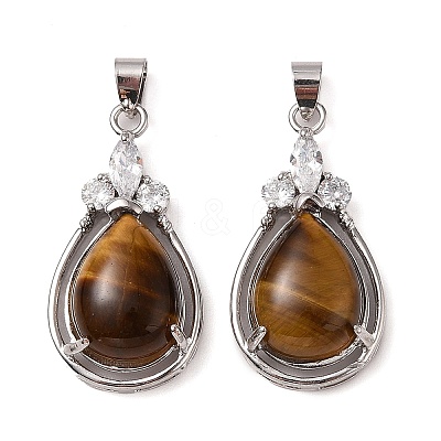 Natural Tiger Eye Pendants G-A095-02P-05-1