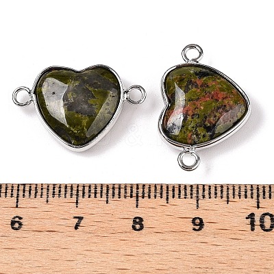 Natural Unakite Love Heart Pendants G-T138-205L-P-1