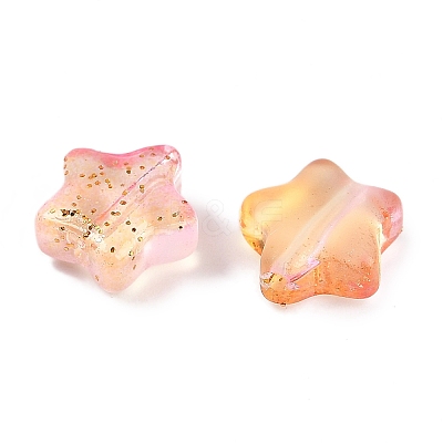 Transparent Spray Painted Frosted Glass Beads GLAA-NH0003-01B-1