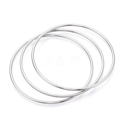 3Pcs 304 Stainless Steel Plain Bangles Set For Women BJEW-N033-01P-1