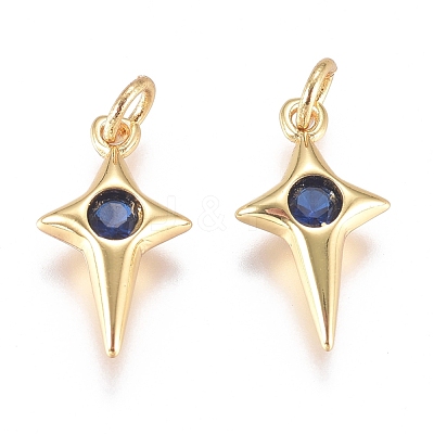 Brass Micro Pave Cubic Zirconia Charms ZIRC-G168-53G-1