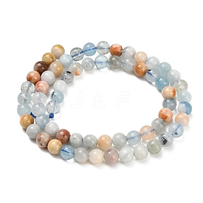 Natural Aquamarine Beads Strands G-F591-29A-6mm-04-1