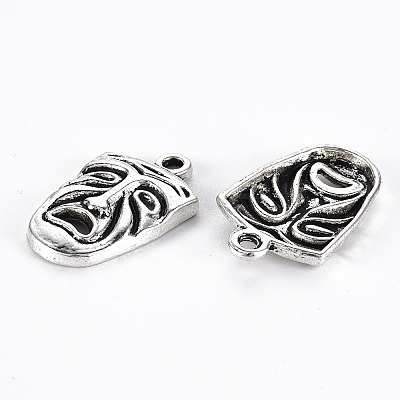 Tibetan Style Alloy Frowning Face Pendants TIBEP-N008-067AS-RS-1