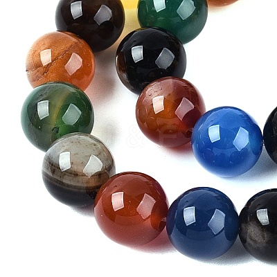 Natural Agate(Dyed & Heated) Beads Strands G-Q604-12MM-01-1