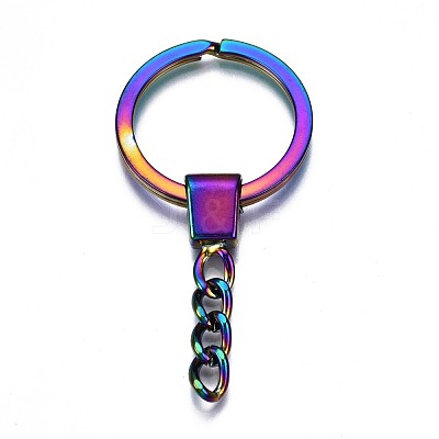 Rainbow Color Alloy Split Key Rings PALLOY-S180-229-NR-1