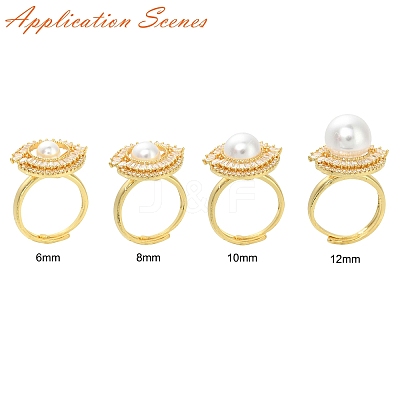 Flat Round Brass Micro Pave Cubic Zirconia Adjustable Ring Settings KK-K297-06G-1