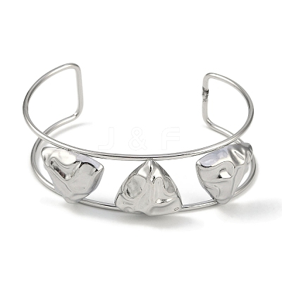 Non-Tarnish 304 Stainless Steel Wide Textured Open Cuff Bangles BJEW-Q348-05P-04-1