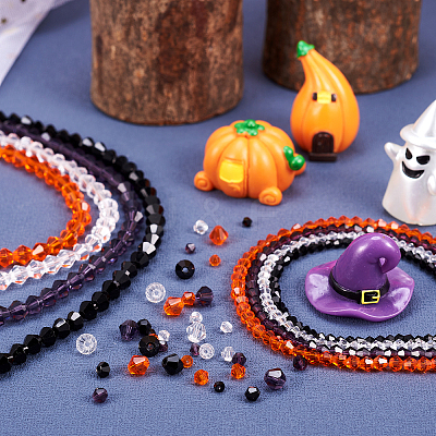 12 Strands 12 Style Halloween Theme Transparent Glass Beads Strands GLAA-TA0001-42-1