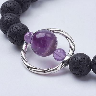 Natural Lava Rock Beads Stretch Bracelets BJEW-JB02838-05-1