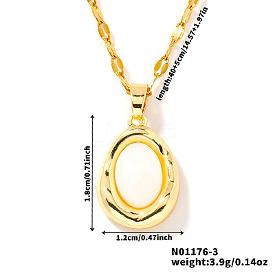 Elegant Oval Brass Pendant Necklaces SC8993-3-1