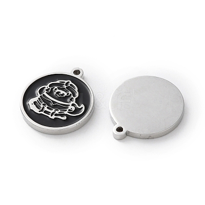 304 Stainless Steel Black Enamel Charms STAS-M102-17P-02-1