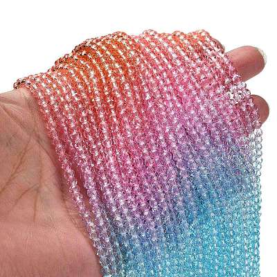 Transparent Painted Glass Beads Strands DGLA-A034-T4mm-A19-1