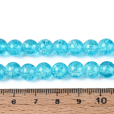 Spray Painted Crackle Transparent Glass Beads Strands CCG-Q001-8mm-06-A-1