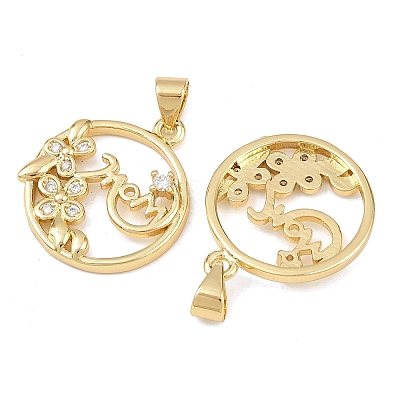 Mother's Day Brass Cubic Zirconia Pendants KK-L251-07G-02-1