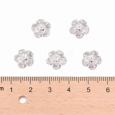 201 Stainless Steel 5-Petal Flower Filigree Fancy Bead Caps STAS-E088-01-1