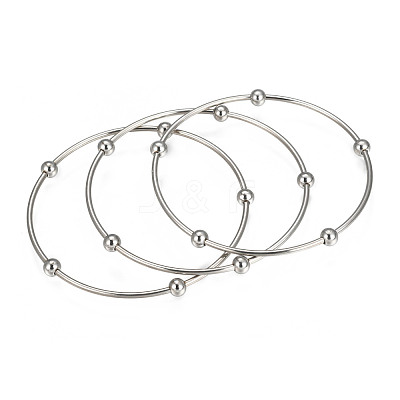 Tarnish Resistant 201 Stainless Steel Bangle Sets BJEW-O115-85P-1