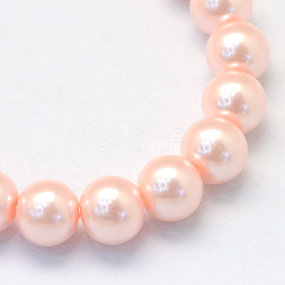Baking Paint Pearlized Glass Pearl Round Bead Strands HY-Q330-8mm-05-1