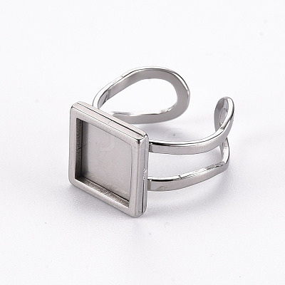 Tarnish Resistant 201 Stainless Steel Cuff Pad Ring Settings STAS-S080-041A-P-1