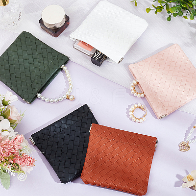 5Pcs 5 Colors Rectangle Imitation Leather Multipurpose Shrapnel Makeup Bags ABAG-HY0001-12-1