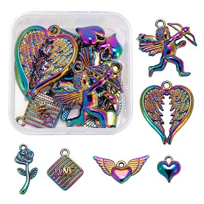 12Pcs 6 Style Alloy Pendants FIND-LS0001-36MC-1
