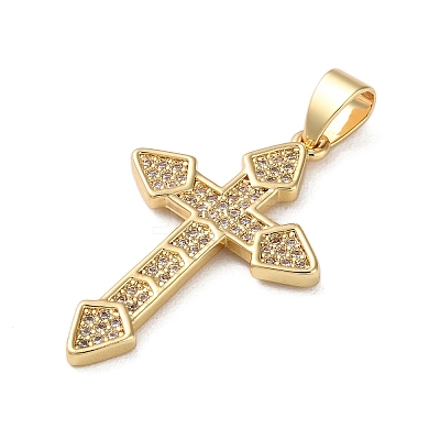 Brass Micro Micro Pave Clear Cubic Zirconia Pendants KK-A212-01C-G-1
