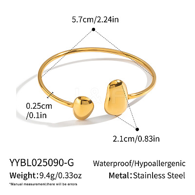 304 Stainless Steel Teardrop Cuff Bangles for women LP8428-1-1