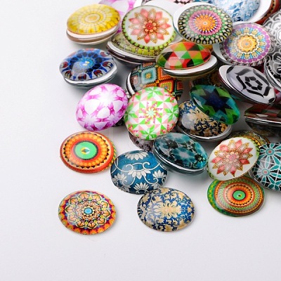 Printed Glass Cabochons GGLA-PH0004-11-1