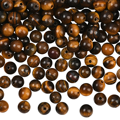 200Pcs Round Natural Tiger Eye Beads G-SP0001-21A-1