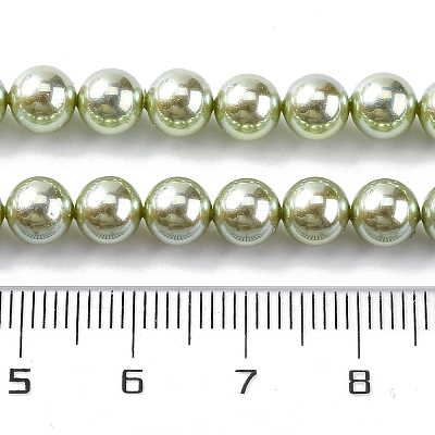 UV Plating Pearlized Glass Pearl Beads Strands GLAA-F128-01A-T21-1