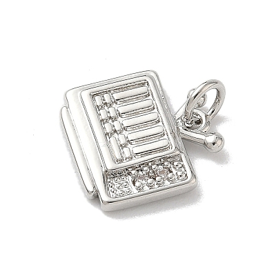 Brass Micro Pave Clear Cubic Zirconia Charms KK-A273-17P-1
