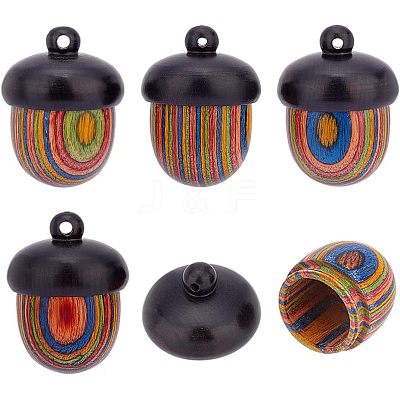 Spray Painted Wooden Acorn Box Jewelry Pendants LS-FIND-WH0143-46-1