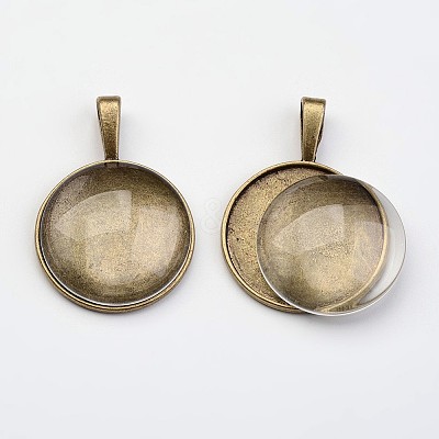 Bubble Locket Alloy Pendant Cabochon Bezel Settings DIY-X0268-04AB-FF-1