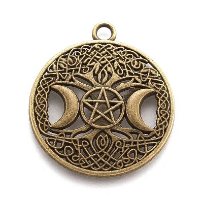 Tibetan Style Hollow Alloy Pendants TIBEP-F075-01AB-RS-1
