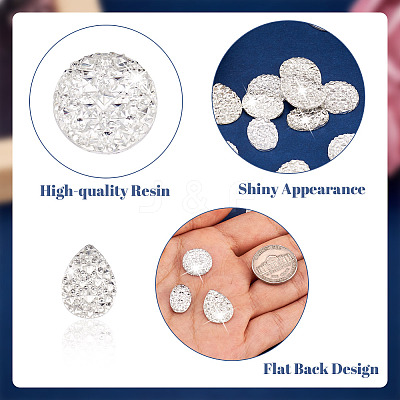 150Pcs 3 Styles Druzy Resin Cabochons RESI-CW0001-16-1