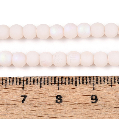 Frosted Opaque Glass Beads Strands GLAA-T032-P4mm-MBB09-1