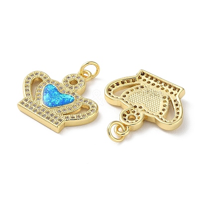 Brass Micro Pave Clear Cubic Zirconia Pendants KK-C045-01A-G-1